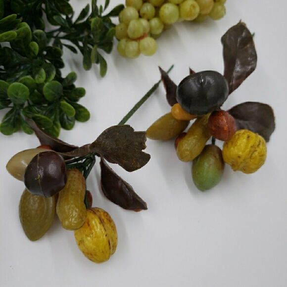 Vtg Cornucopia Basket FALL Centerpiece Horn of Plenty Fruit Nuts Thanksgiving - Picture 13 of 16